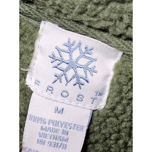 Frost Medium Green Full Zip Distressed Thick Sherpa Lined High Neck Fleece Vest - Picture 12 of 12